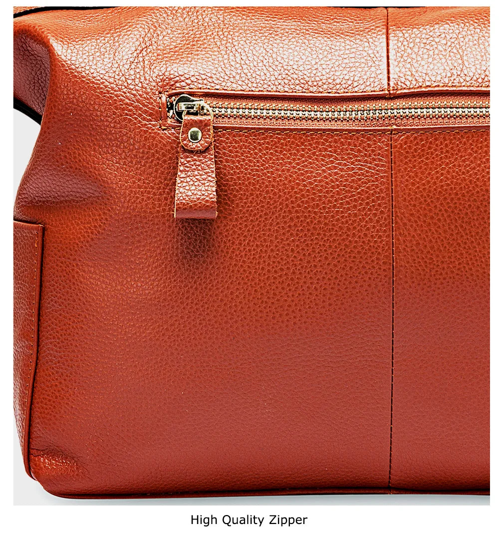 Women Casual Tote 100% Genuine Leather Large Capacity Handbag Simple Lady Crossbody