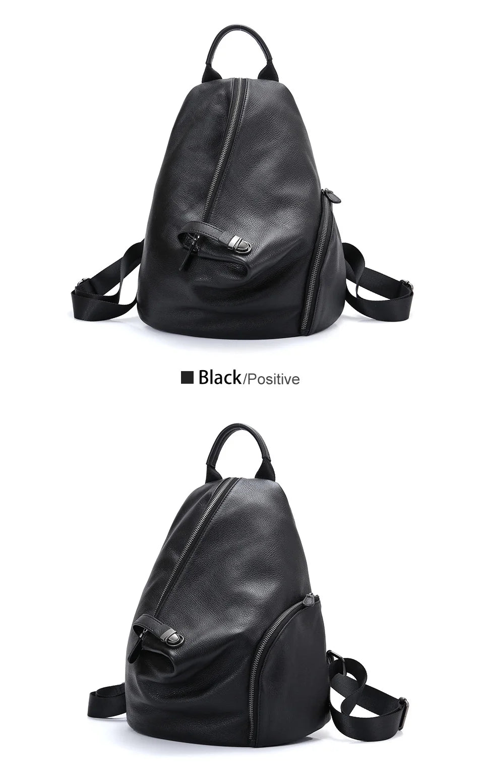 Women's Classic Black Small Leather Backpack Handmade Anti-theft Designer