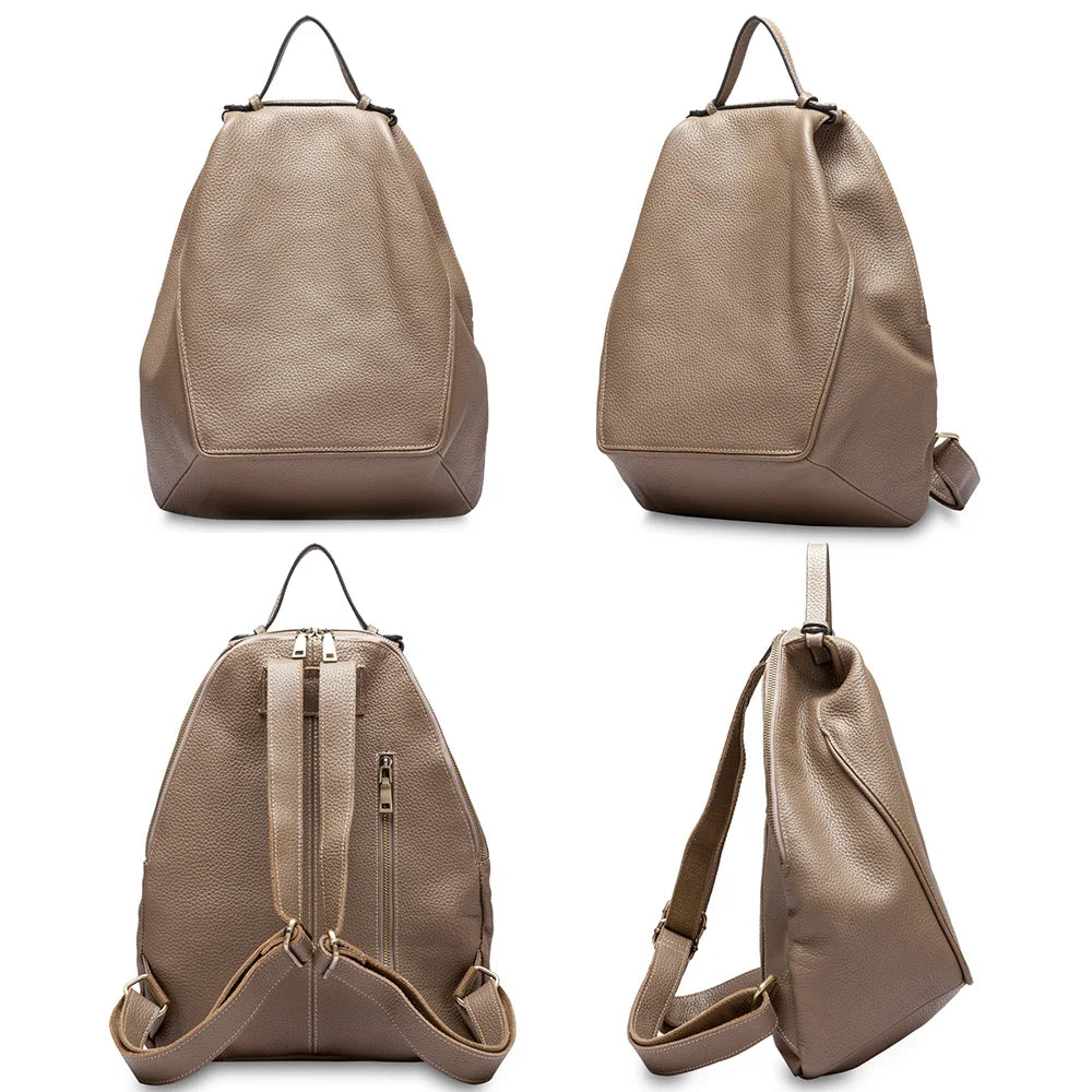 Women Stylish Classic Backpack  Genuine Leather Knapsack Satchel Purse