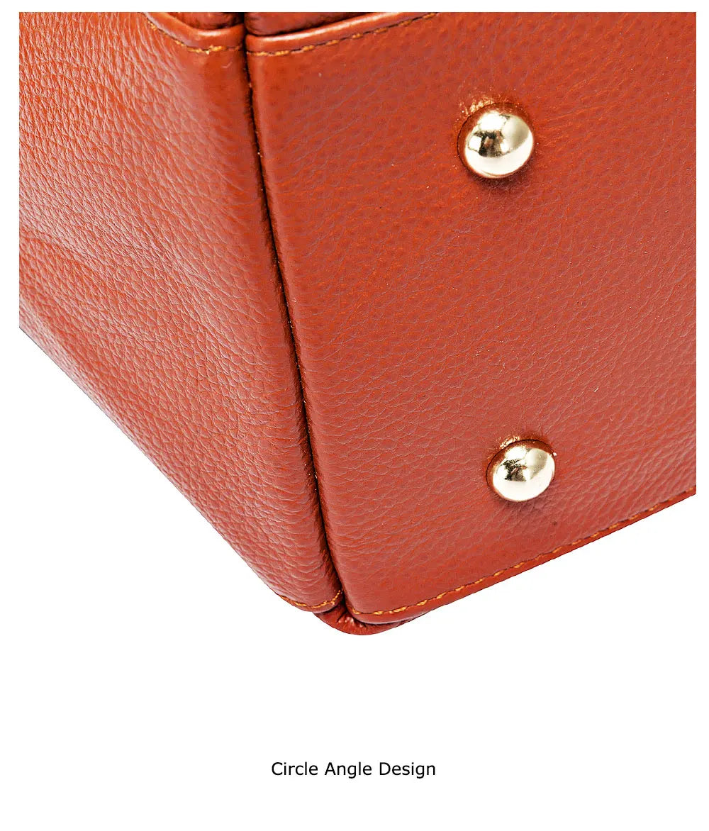 Women Casual Tote 100% Genuine Leather Large Capacity Handbag Simple Lady Crossbody