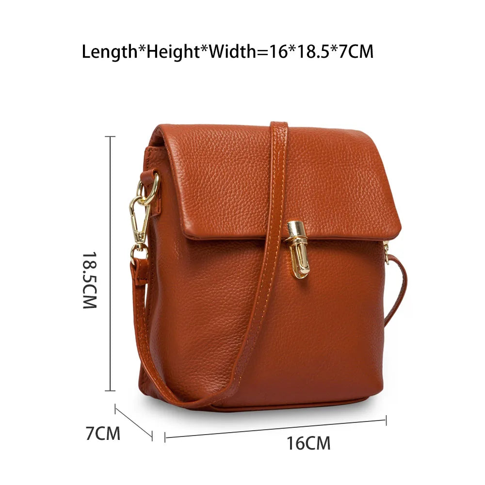 100% Genuine Leather Fashion Women Messenger Bag Practical Phone Purse