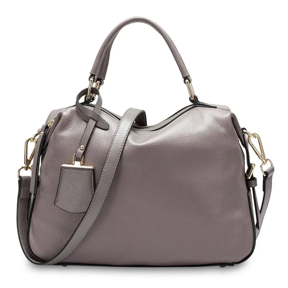 Fashion 100% Genuine Leather Women's Tote Bag Boston Charm Crossbody Messenger Handbag Luxury