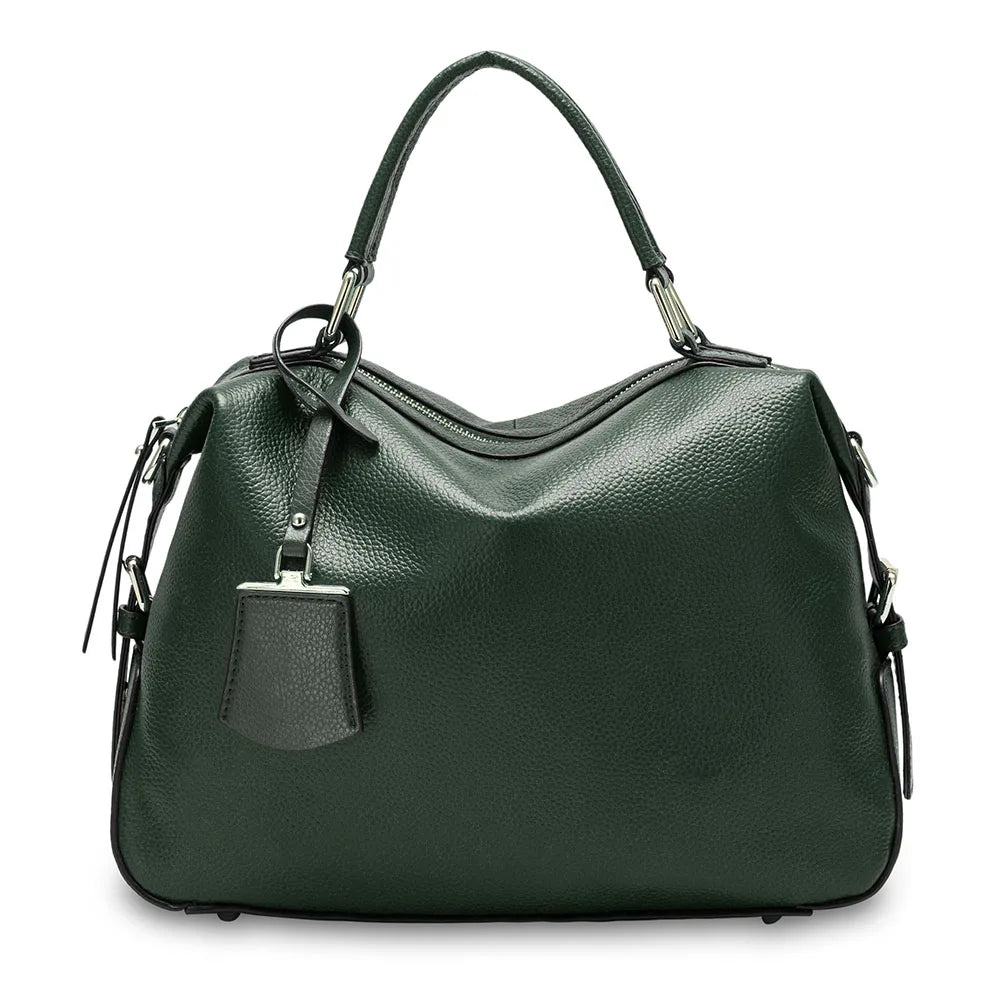 Fashion 100% Genuine Leather Women's Tote Bag Boston Charm Crossbody Messenger Handbag Luxury