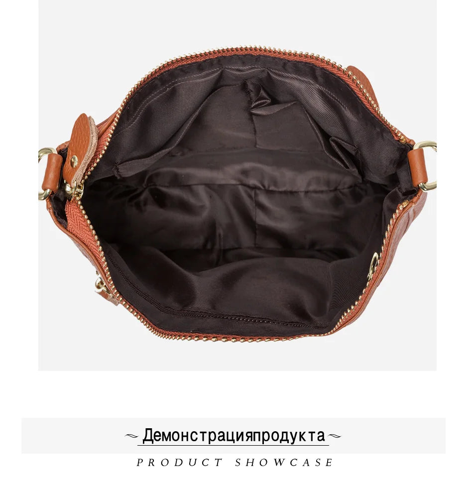 100% Genuine Leather Fashion Women Messenger Bag Practical Phone Purse