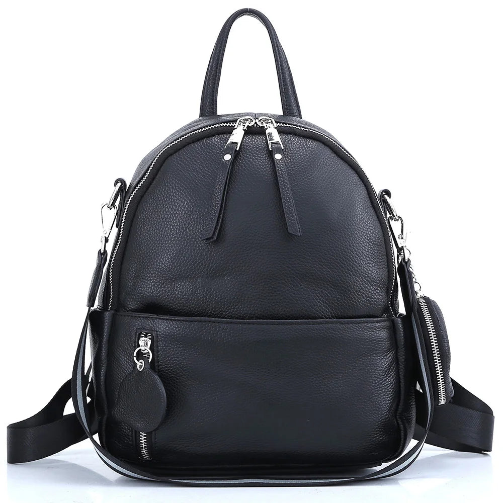 Soft Cowhide Leather Backpack  New Classic Fashion Design Rucksack Simple Casual