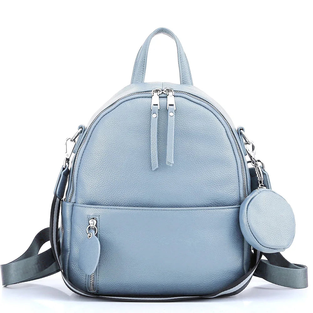 Soft Cowhide Leather Backpack  New Classic Fashion Design Rucksack Simple Casual