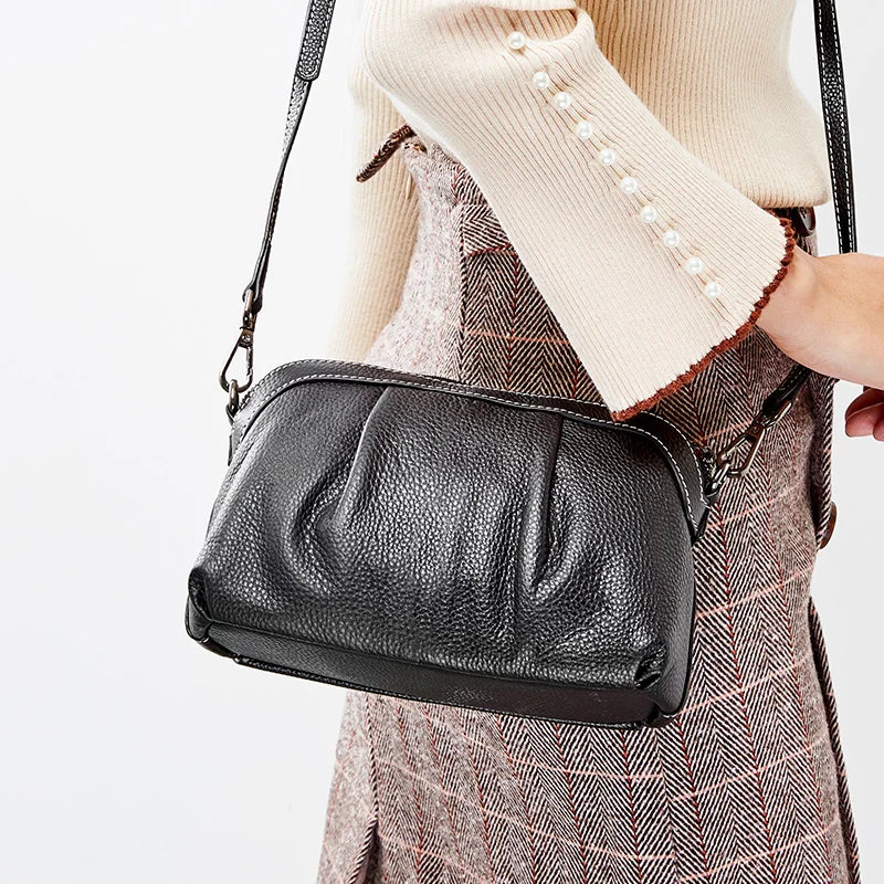 New Model Women Messenger Bag 100% Genuine Leather High Quality Small Hobos
