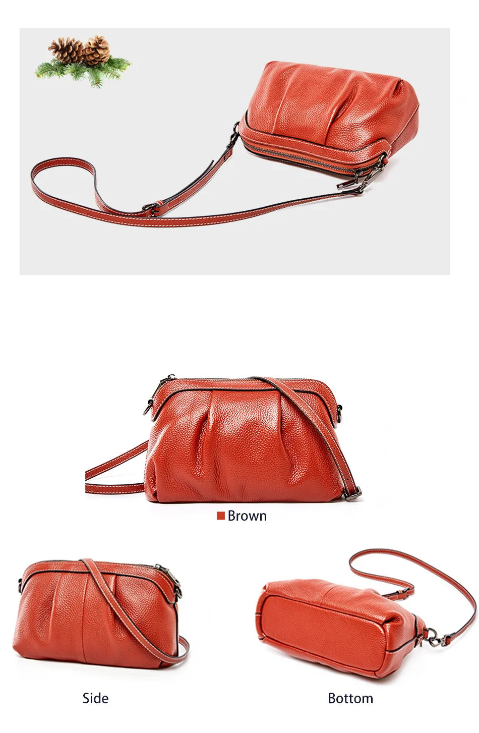 New Model Women Messenger Bag 100% Genuine Leather High Quality Small Hobos