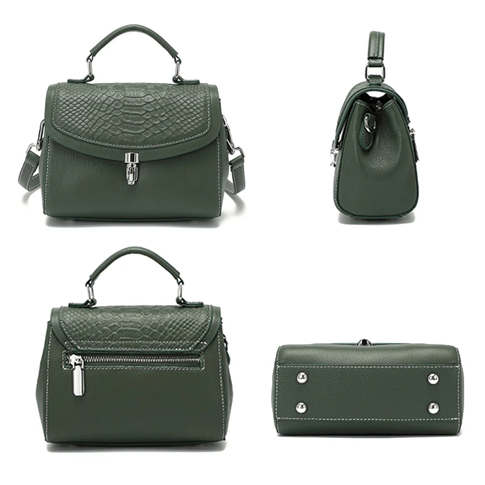 New Genuine Leather Bags Female Fashion Vintage Alligator Crossbody Handbag Small Luxury