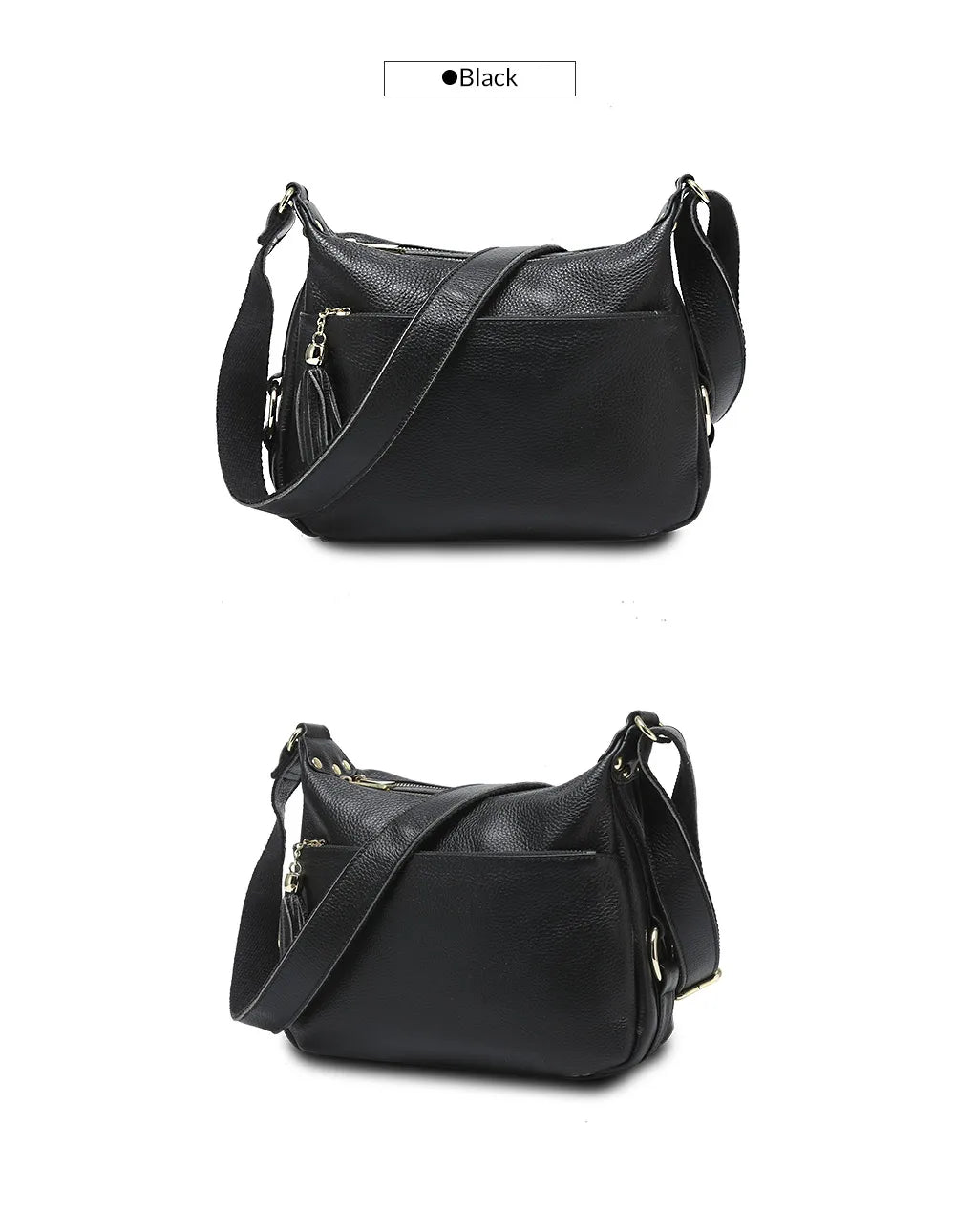 100% Genuine Leather Fashion Women Shoulder Bag With Tassel High Quality Hobos Elegant