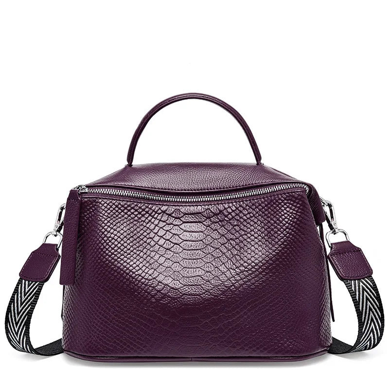 Crocodile Pattern Women Tote Handbag Made Of Genuine Leather Daily Casual Crossbody Shoulder