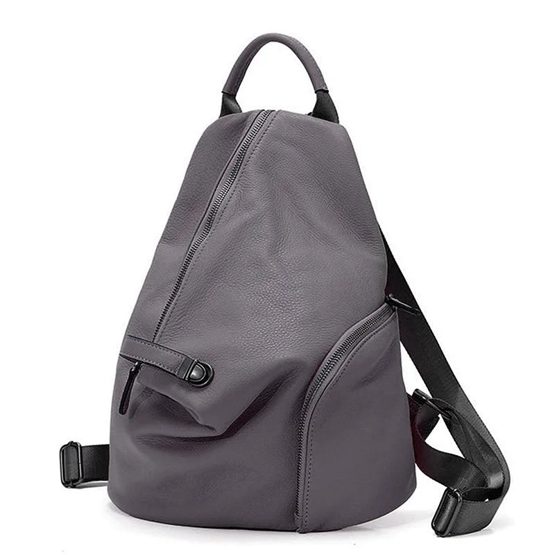 Women's Classic Black Small Leather Backpack Handmade Anti-theft Designer