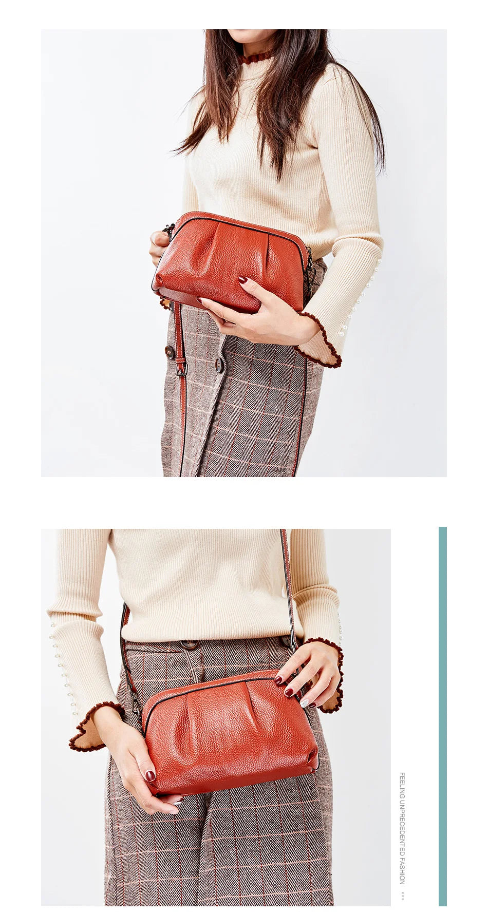 New Model Women Messenger Bag 100% Genuine Leather High Quality Small Hobos