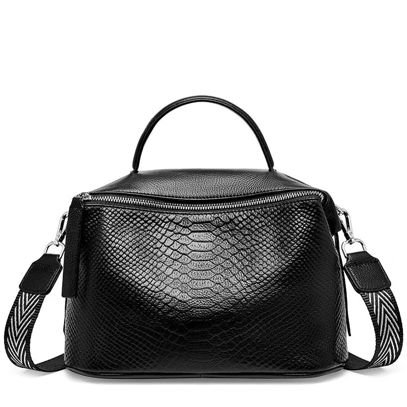 Crocodile Pattern Women Tote Handbag Made Of Genuine Leather Daily Casual Crossbody Shoulder