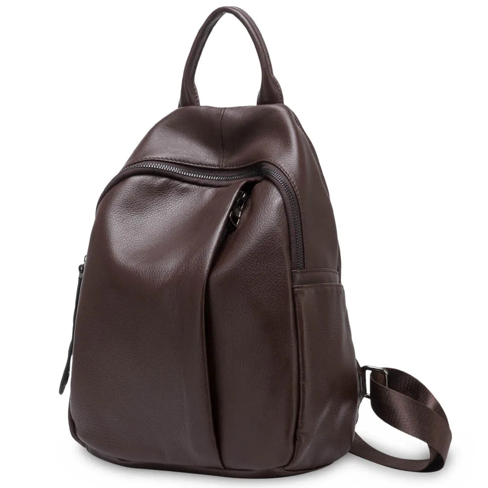 Anti-theft Design Women Backpack 100% Genuine Leather Classic