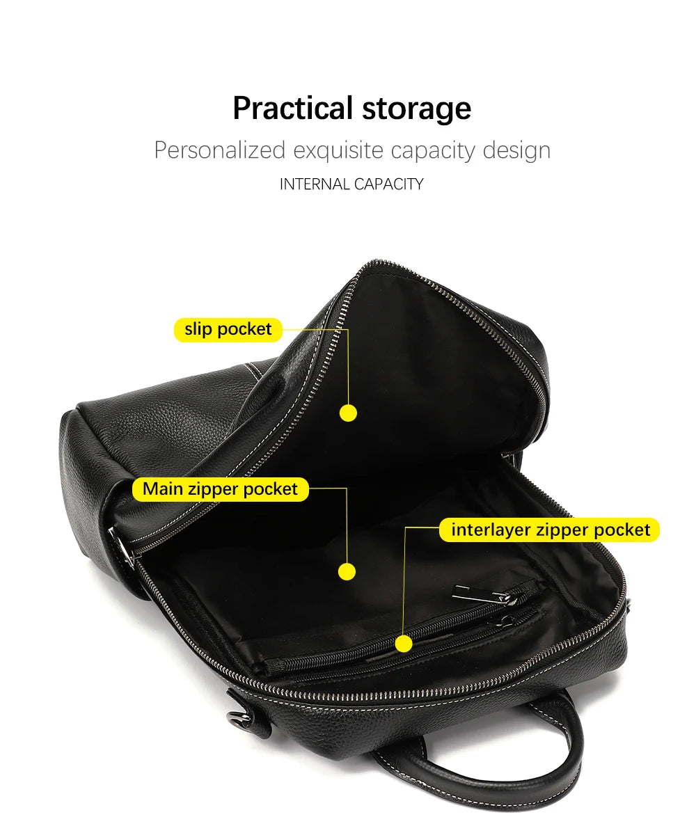 100% Genuine Leather Backpack For Women's High Quality