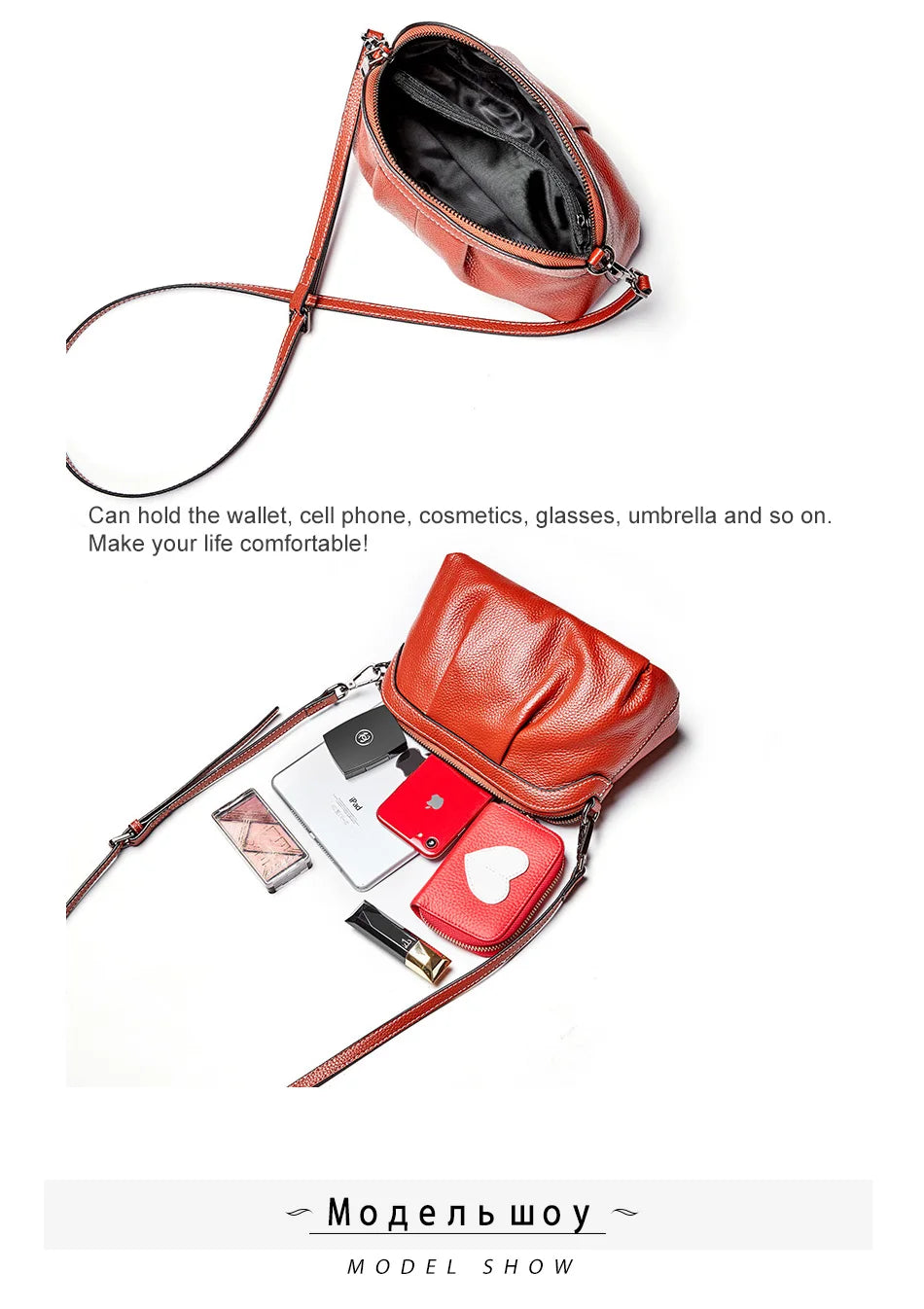 New Model Women Messenger Bag 100% Genuine Leather High Quality Small Hobos