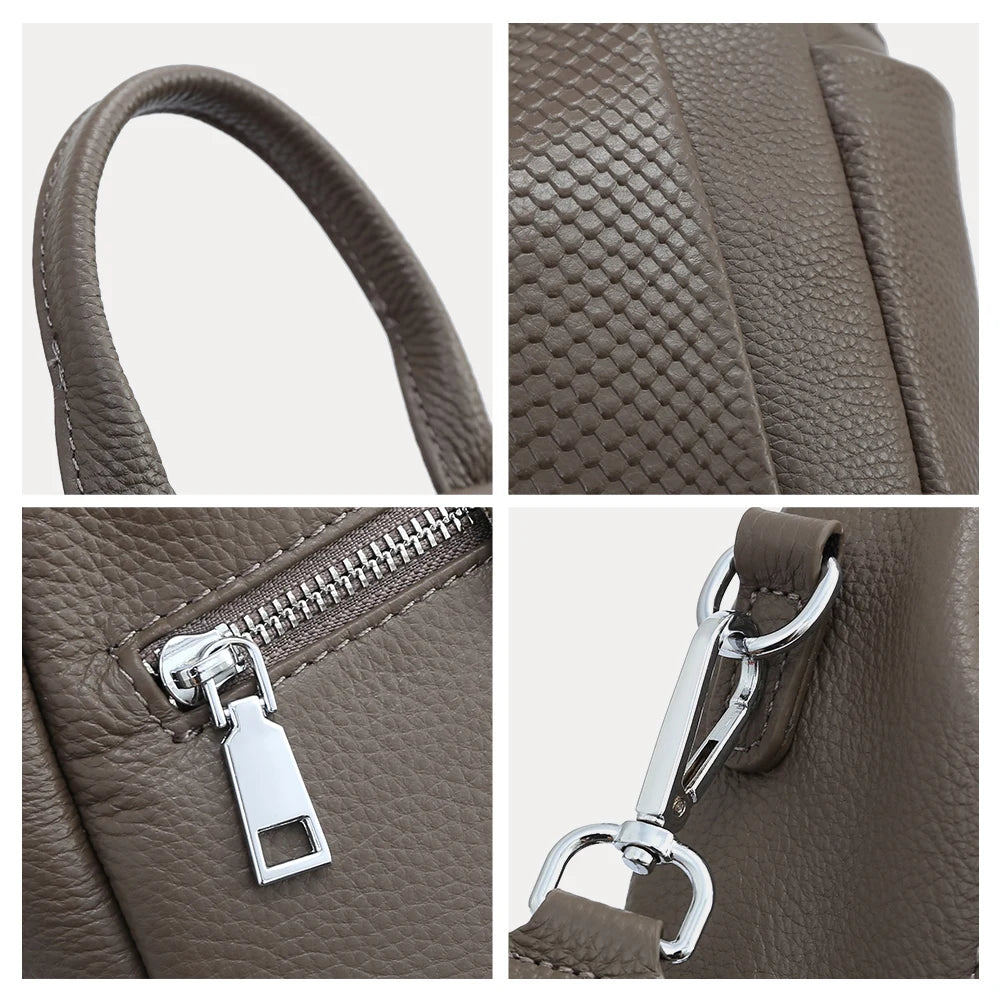 Genuine Leather Backpack For Women Fashion Alligator Rivet Simple