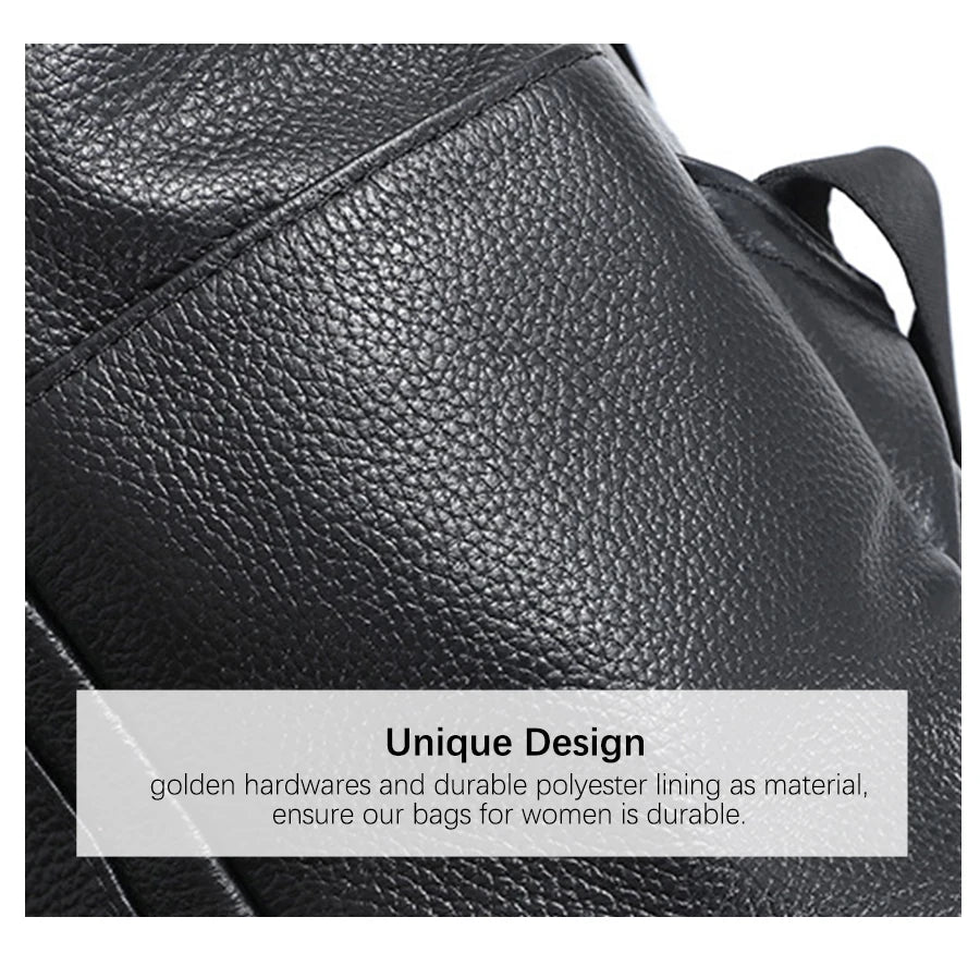 Unisex Backpack 100% Genuine Leather Large Capacity Travel Outdoor Bag Classic