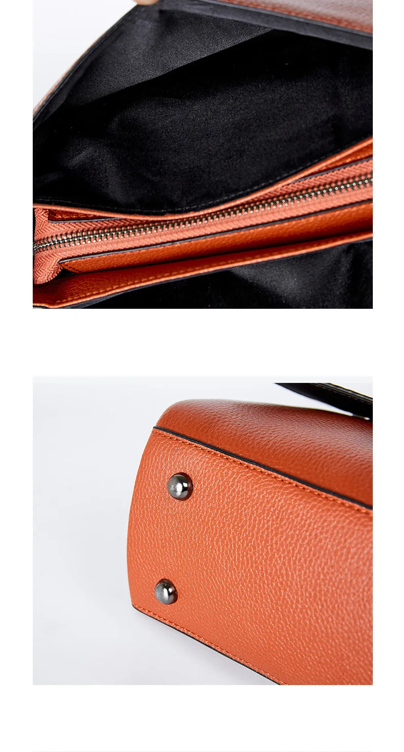 New Genuine Leather Tote Bag For Women Spring Classic Vintage Shoulder Handbag