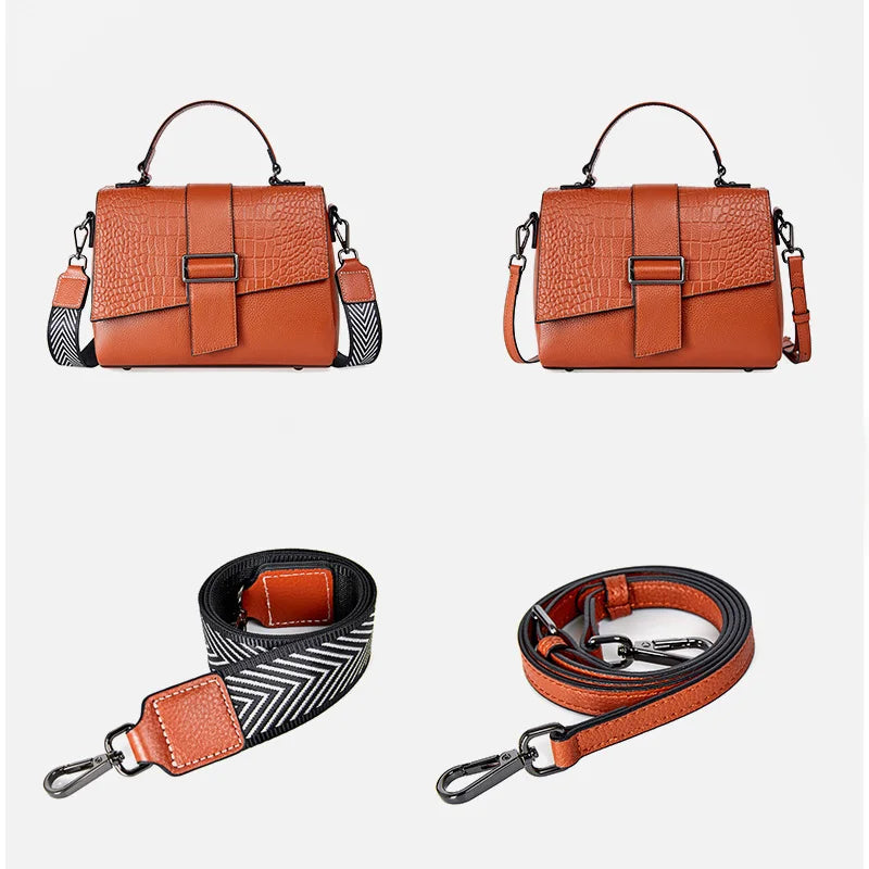 New Genuine Leather Tote Bag For Women Spring Classic Vintage Shoulder Handbag