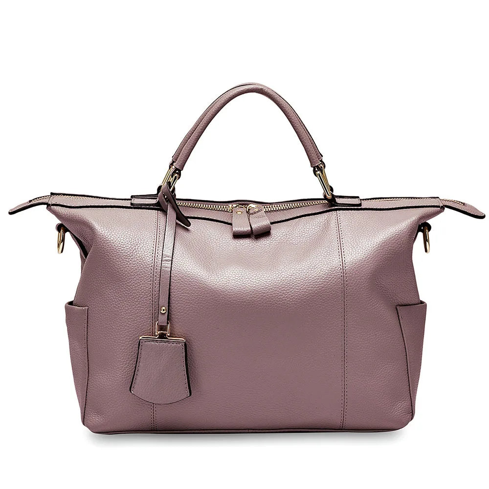 Women Casual Tote 100% Genuine Leather Large Capacity Handbag Simple Lady Crossbody