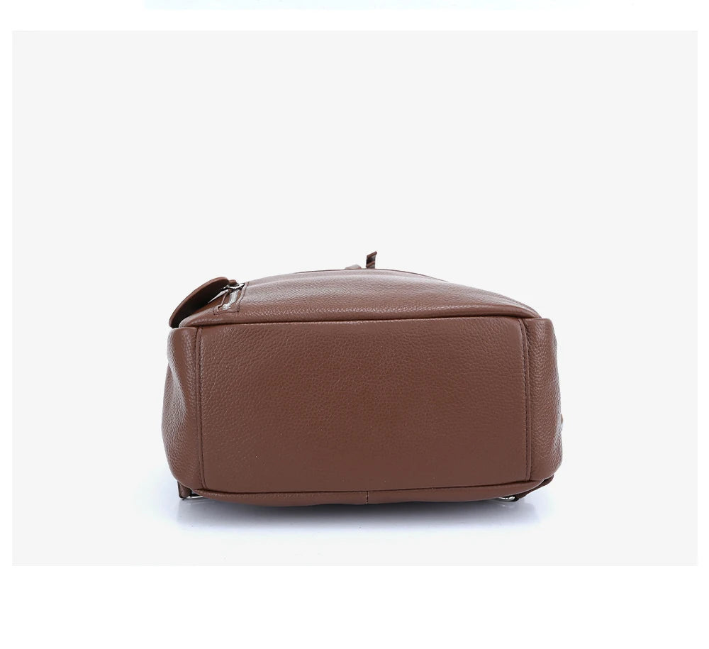 Soft Cowhide Leather Backpack  New Classic Fashion Design Rucksack Simple Casual