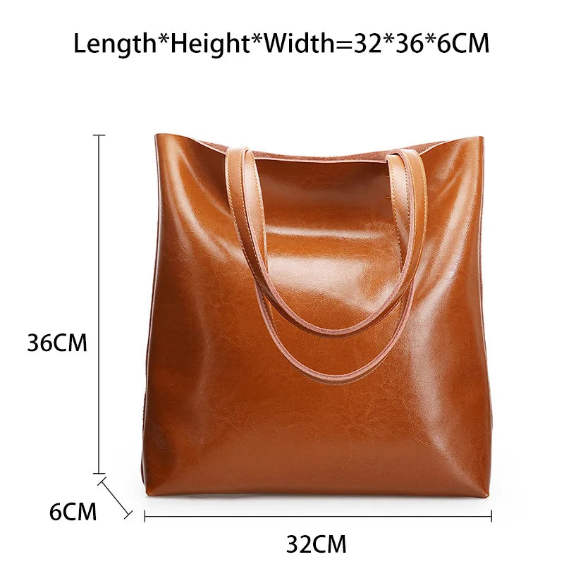 100% Genuine Leather Vintage Women Shoulder Bag High Quality