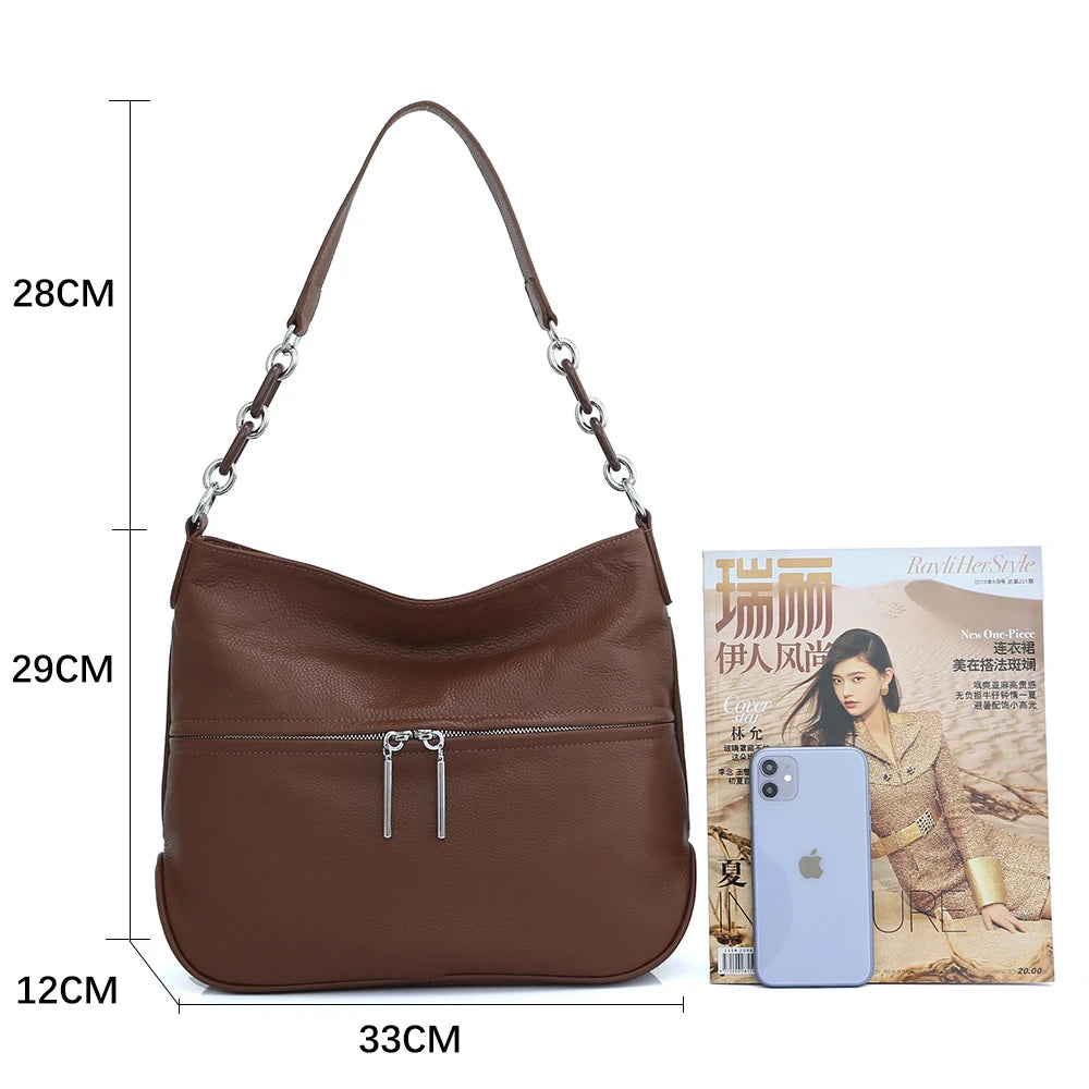 Women's shoulder bag made of genuine leather