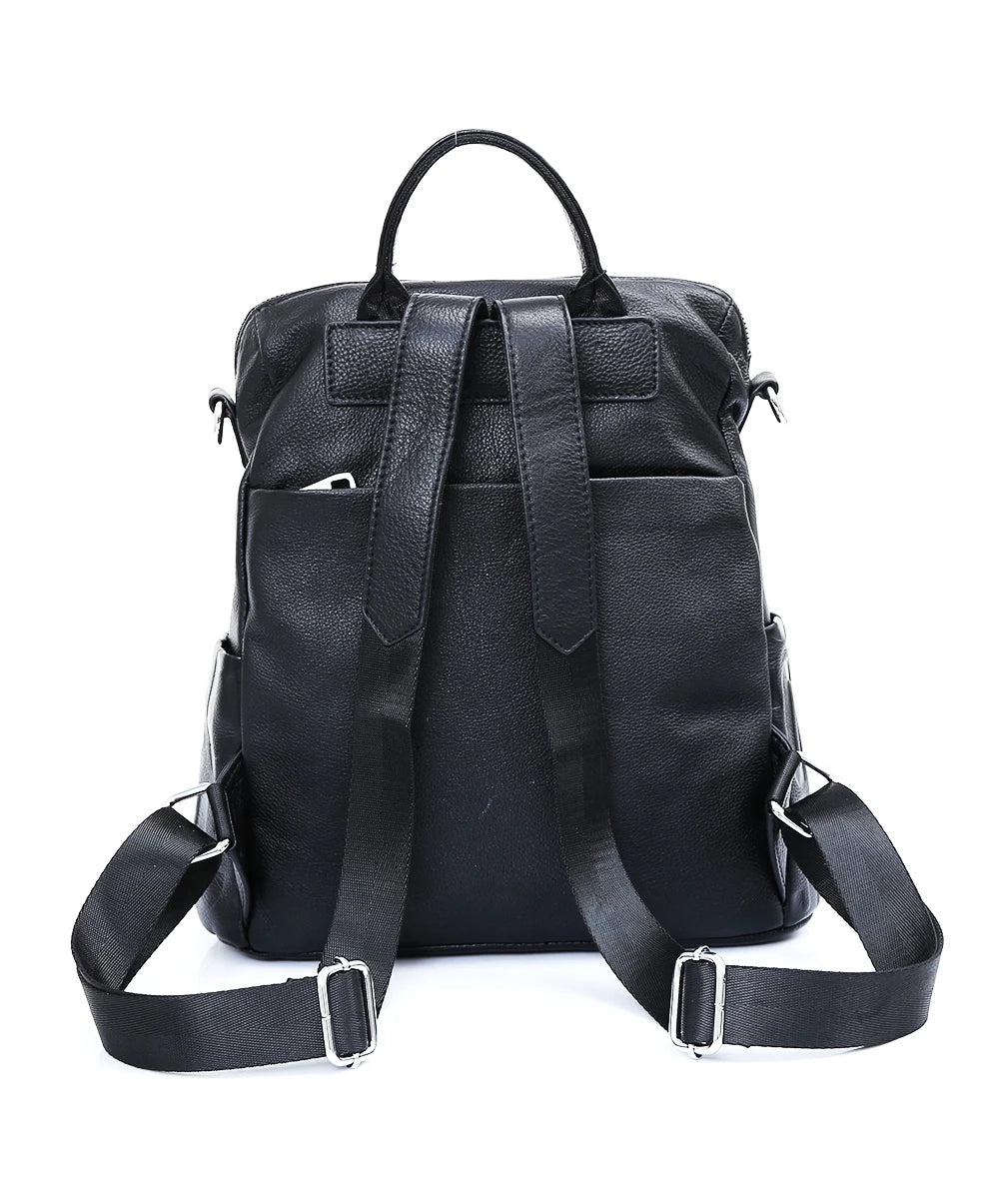 Women's Genuine Leather Backpack Top Quality Silver Hardware Unique Letter Shoulder