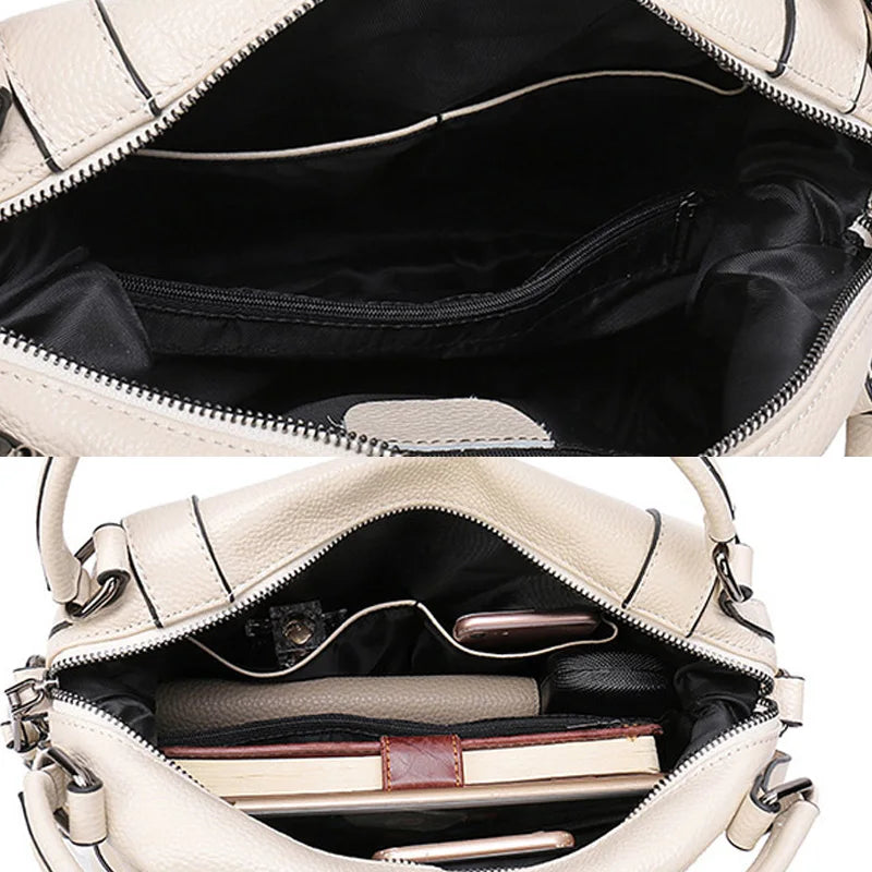 Luxury Design Female Handbag Soft Genuine Leather Women Top-handle Bag Large Capacity