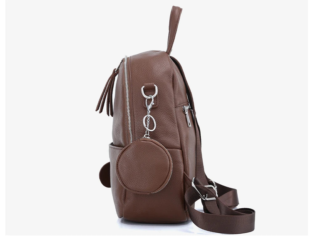 Soft Cowhide Leather Backpack  New Classic Fashion Design Rucksack Simple Casual