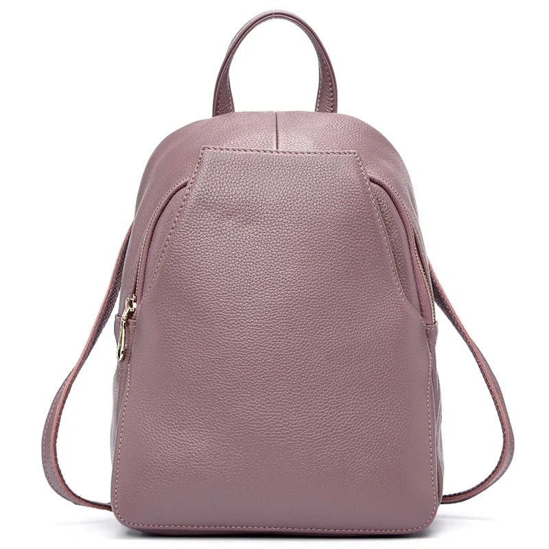 Charm Women Backpack 100% Genuine Leather Anti-theft Button Elegant Female