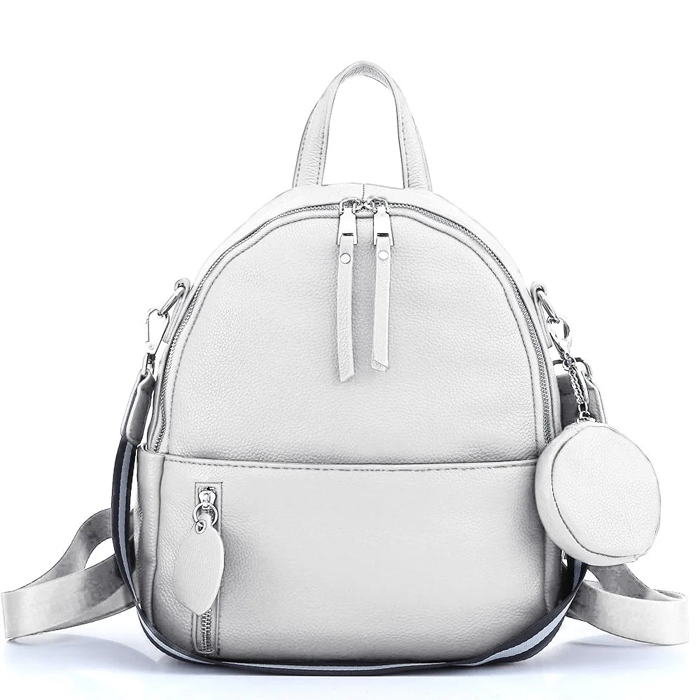 Soft Cowhide Leather Backpack  New Classic Fashion Design Rucksack Simple Casual