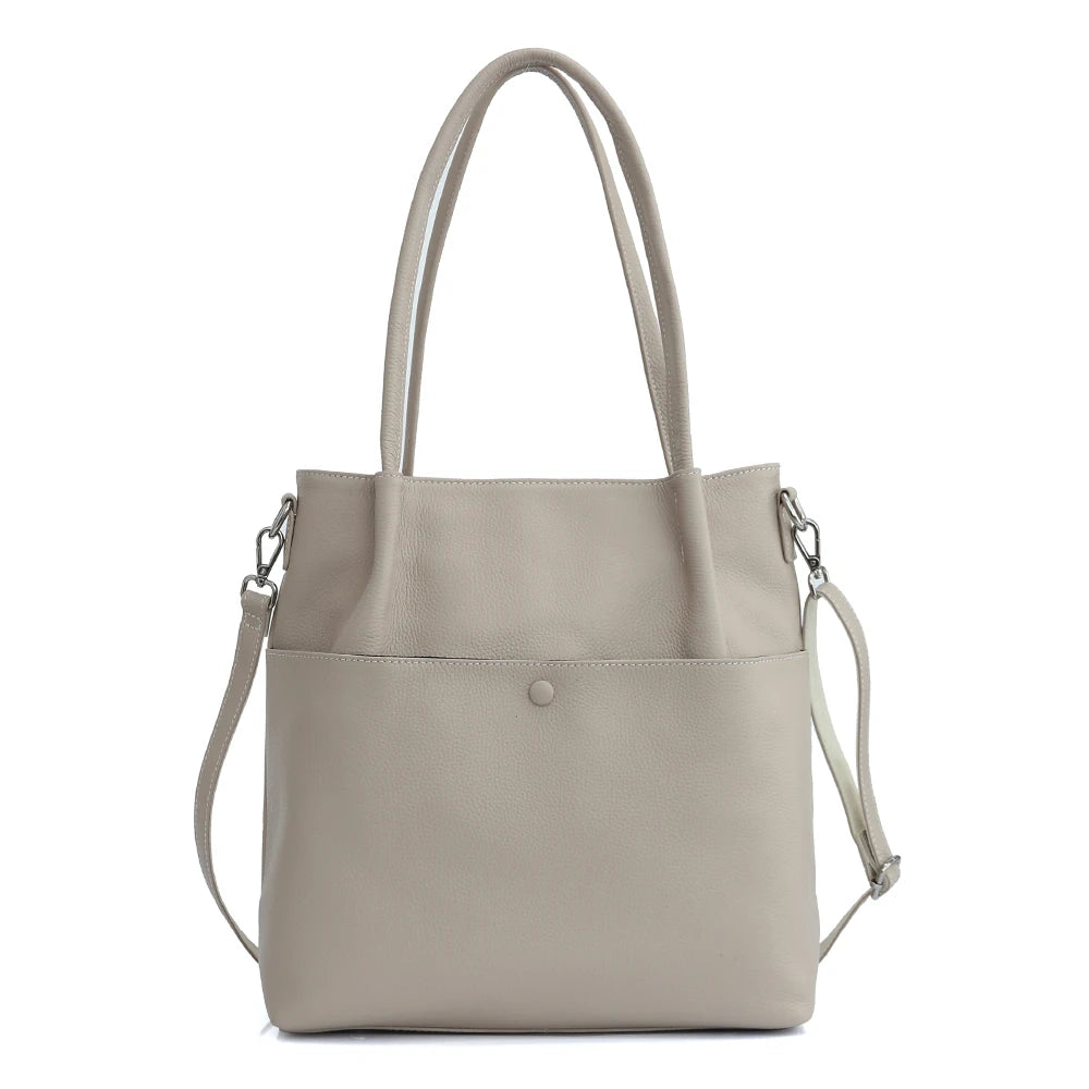 Genuine Leather New Simple Bucket Shoulder Bag Large Capacity Shopper Women Luxury