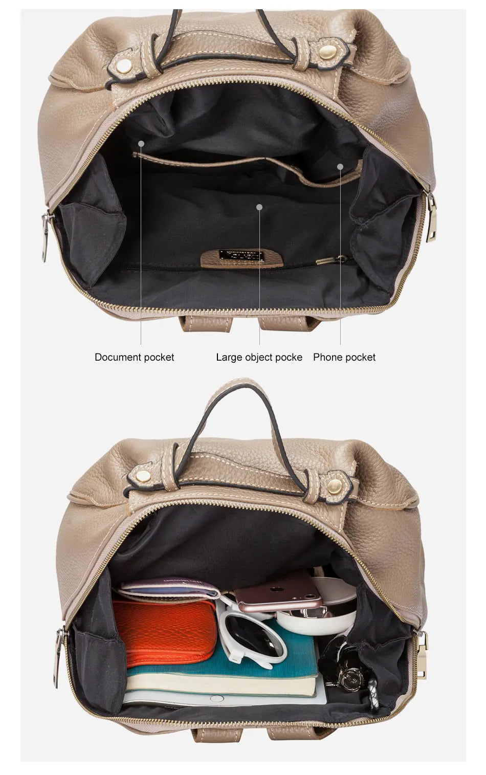 Women Stylish Classic Backpack  Genuine Leather Knapsack Satchel Purse