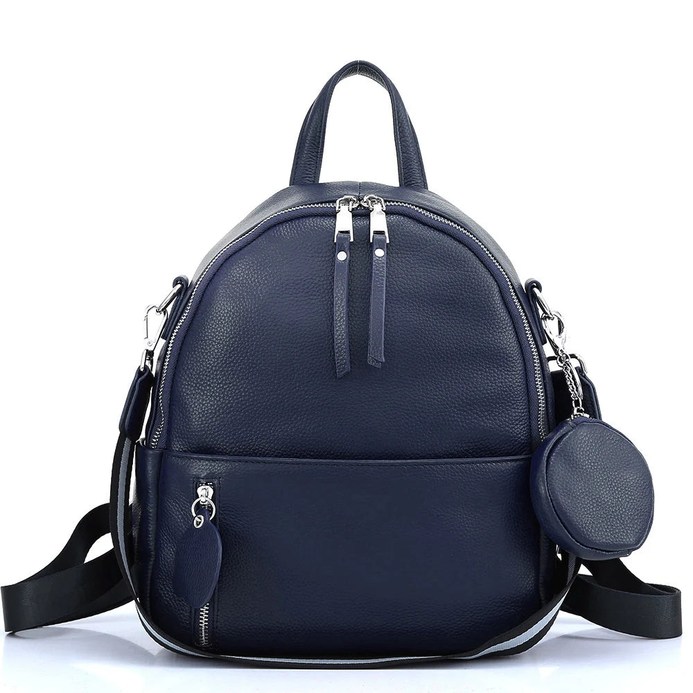 Soft Cowhide Leather Backpack  New Classic Fashion Design Rucksack Simple Casual