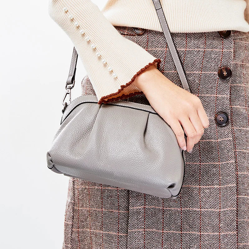 New Model Women Messenger Bag 100% Genuine Leather High Quality Small Hobos