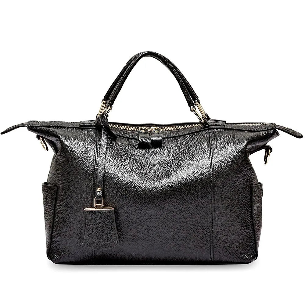 Women Casual Tote 100% Genuine Leather Large Capacity Handbag Simple Lady Crossbody