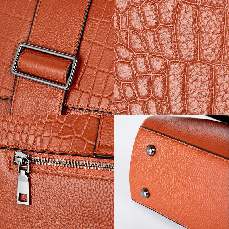 New Genuine Leather Tote Bag For Women Spring Classic Vintage Shoulder Handbag