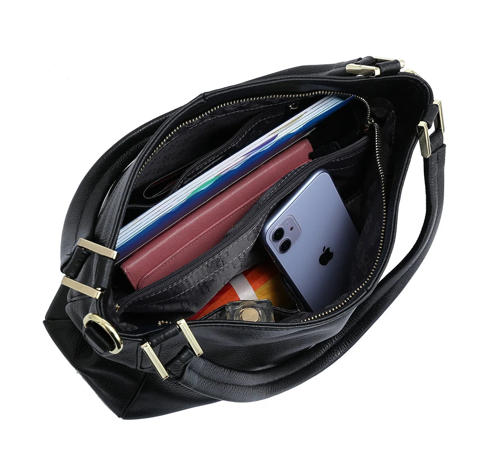 Genuine Leather Handbag Female Classic Simple Casual Tote Bag Retro High Quality