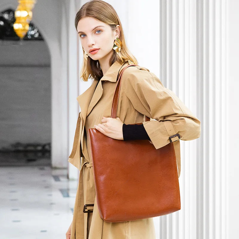 100% Genuine Leather Vintage Women Shoulder Bag High Quality