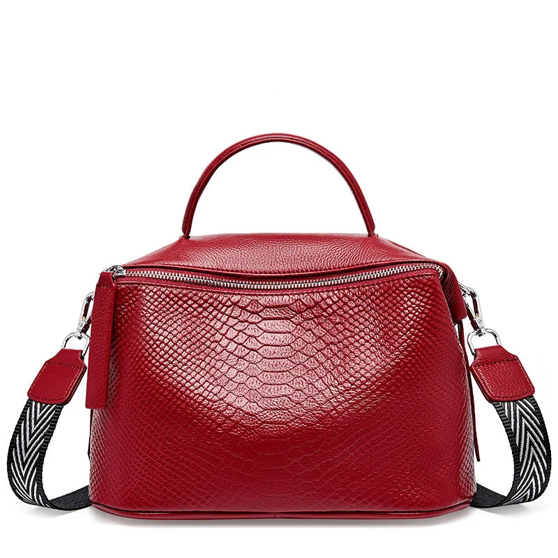 Crocodile Pattern Women Tote Handbag Made Of Genuine Leather Daily Casual Crossbody Shoulder