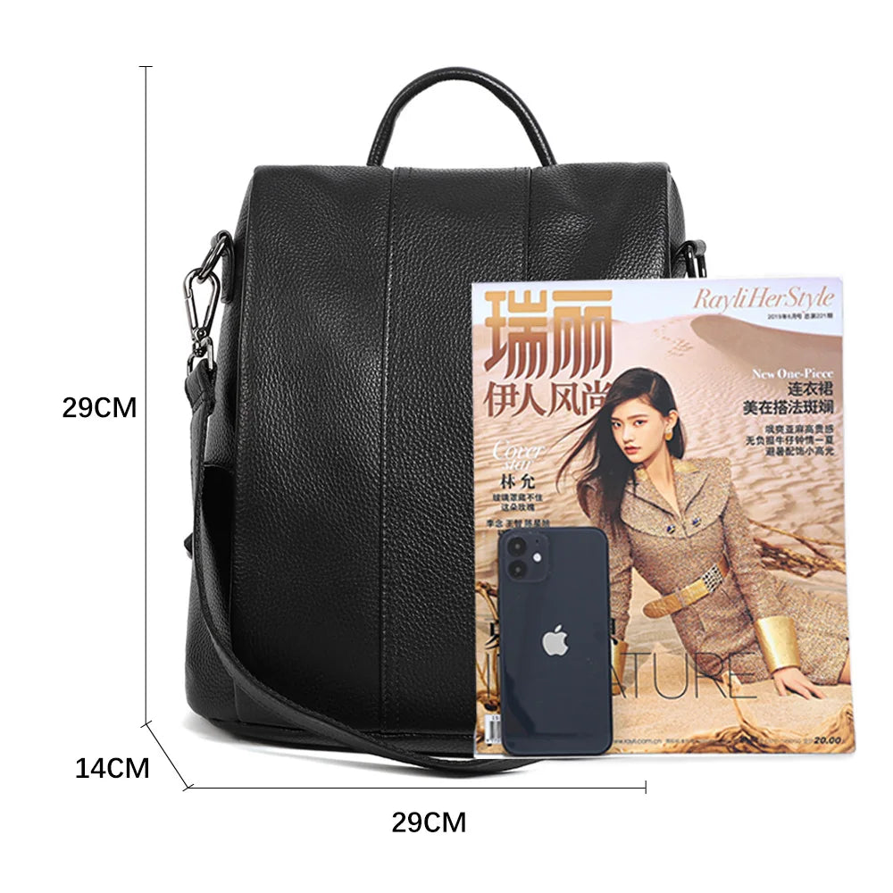 Genuine Leather Women's Backpack Travel Casual Commute Satchel Simple Fashion