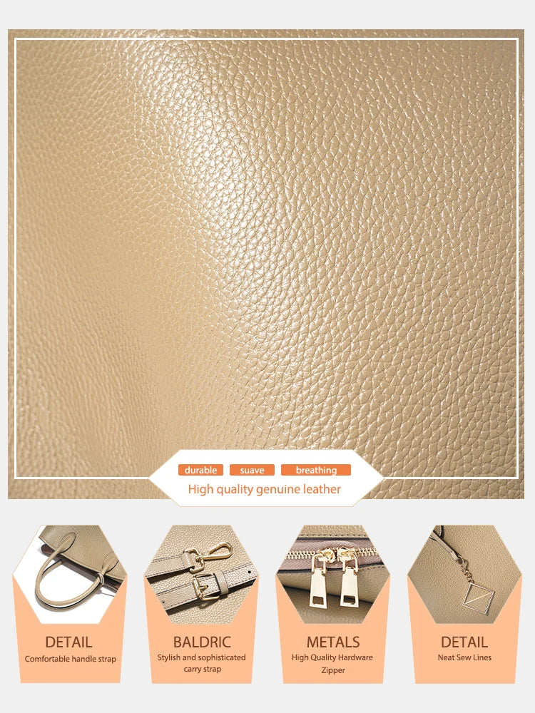 Women's Genuine Leather Satchel Handbag Large Shopper Designer Shoulder Bag Large Cross-body