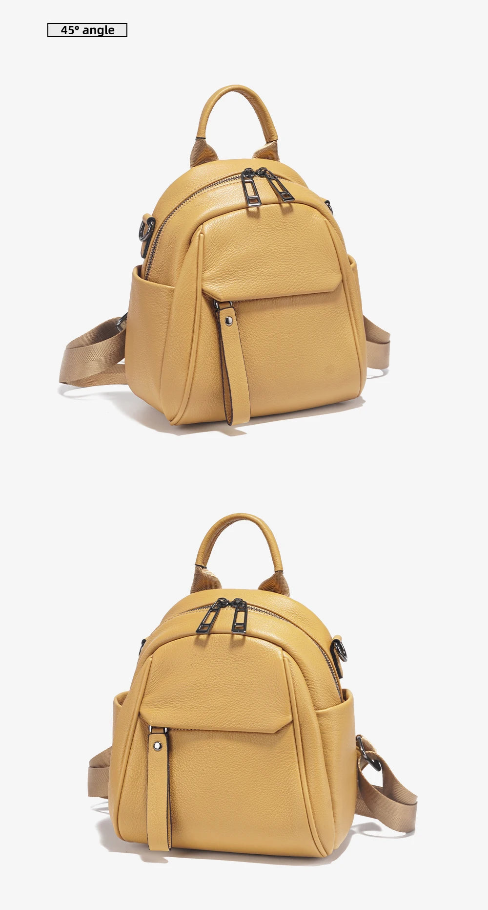 Soft Genuine Leather Women Small Backpack Purse Stylish Travel Rucksack