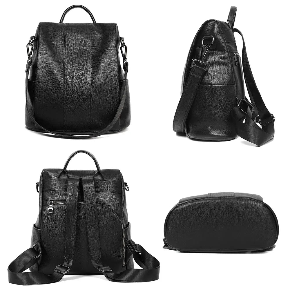 Genuine Leather Women's Backpack Travel Casual Commute Satchel Simple Fashion