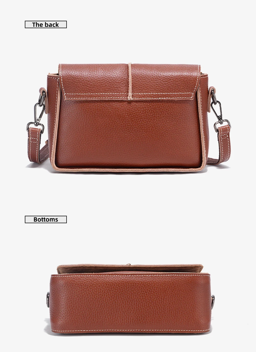 Classic Vintage Leather Crossbody Bag for Women Simple Small Square Bag for Daily