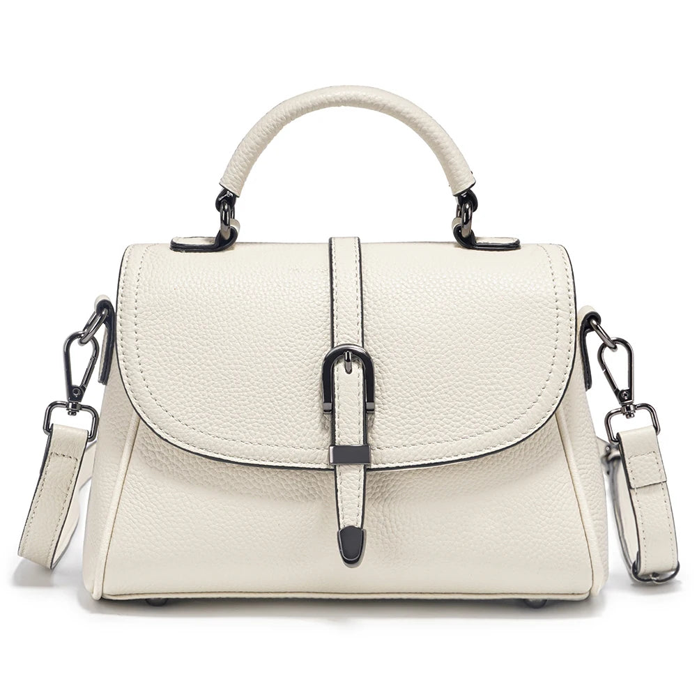 Women's Genuine Leather Top-Handle Bag Simple Fashion Design Luxury Shoulder Crossbody Small Handbag