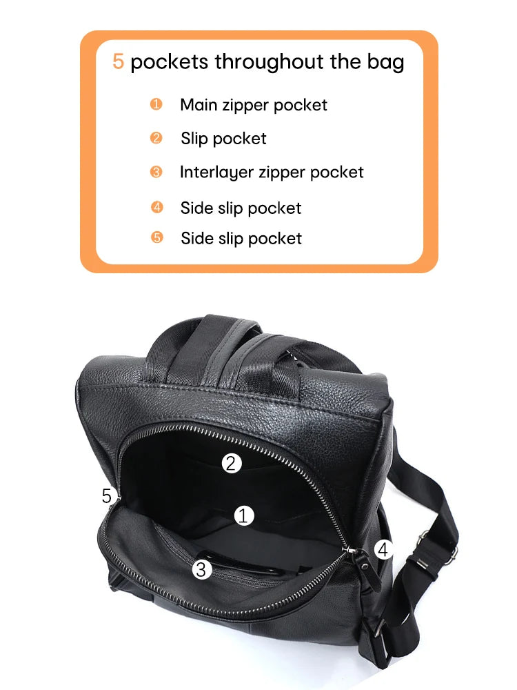 Anti-theft Back Opening Backpack Purses For Women 100% Genuine Leather
